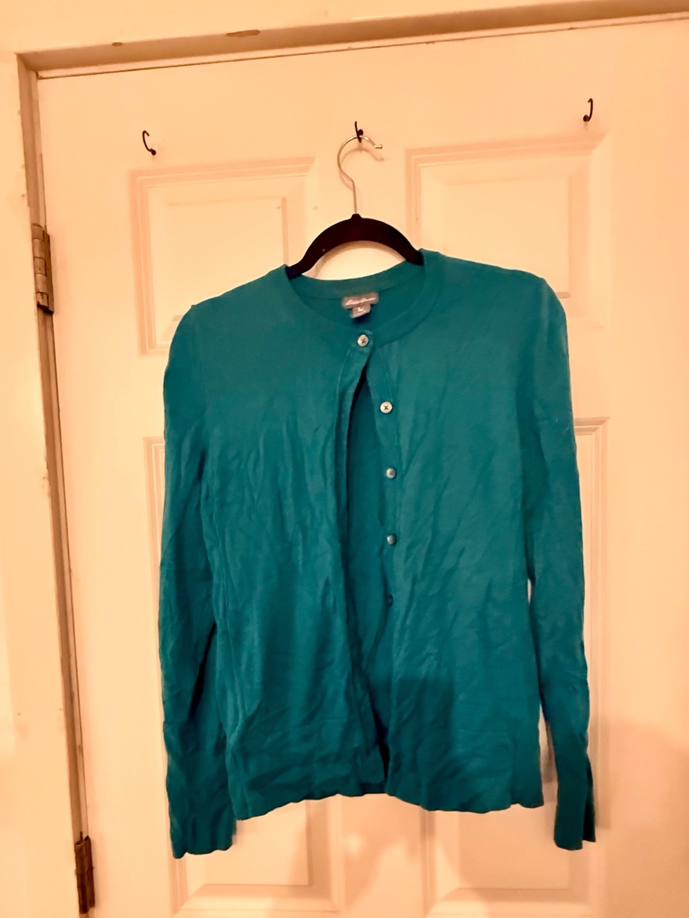 Eddie Bower Teal Button-Front Lightweight Cardigan